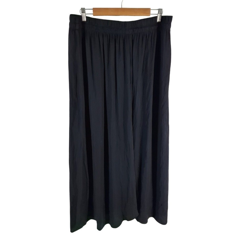 LOFT Outlet Womens XL Navy Blue Elastic Waist High Side Slit Maxi Skirt Casual